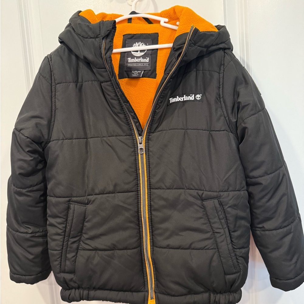 Timberland Black and Orange Kids Puffer Jacket